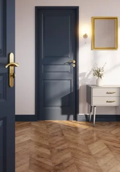 GoodHome Ensemble poignée sur plaque rond à condamnation Ruis effet laiton doré L.138.5mm x l.42mm entraxe 165-195mm