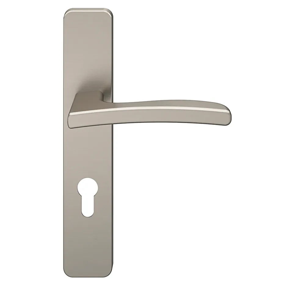 GoodHome Ensemble poignée sur plaque rectangulairecylindre Irvil effet nickel satin gris L.126.5mm x l.42mm entraxe 165-195mm