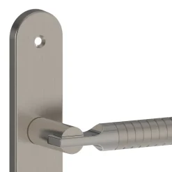 GoodHome Ensemble poignée sur plaque rond gris chromé L.133 x l.40mm