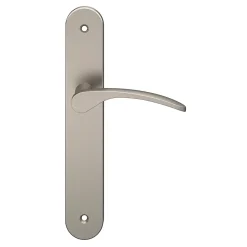 GoodHome Ensemble poignée sur plaque rond Beare effet nickel satin gris L.110.5mm x l.40mm entraxe 195mm