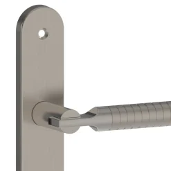 GoodHome Ensemble poignée sur plaque rond Esles aluminium L.243 x l.40mm entraxe 195mm