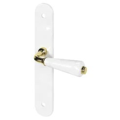 GoodHome Ensemble poignée sur plaque Droit Porcelaine Vras blanc L.115mm x l.45mm entraxe 195mm