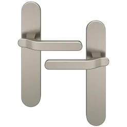 Ensemble poignée sur plaque rond Prat effet nickel satin gris L.129mm x l.42mm entraxe 165-195mm-GoodHome Outlet