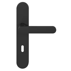 Ensemble poignée sur plaque rond serrure Minzh effet nickel mat noir L.120mm x l.42mm entraxe 165-195mm-GoodHome Clearance