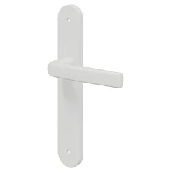 GoodHome Ensemble poignée sur plaque Incurvé Primel mat blanc L.126mm x l.40mm entraxe 195mm