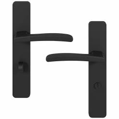 Ensemble poignée sur plaque rectangulaire à condamnation Irvil effet nickel mat noir L.126.5mm x l.42mm entraxe 165-195mm-GoodHome Outlet