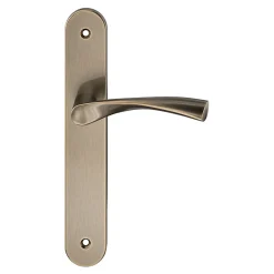 Ensemble poignée sur plaque rond Breage effet laiton satin doré L.120.5mm x l.40mm entraxe 195mm-GoodHome Best