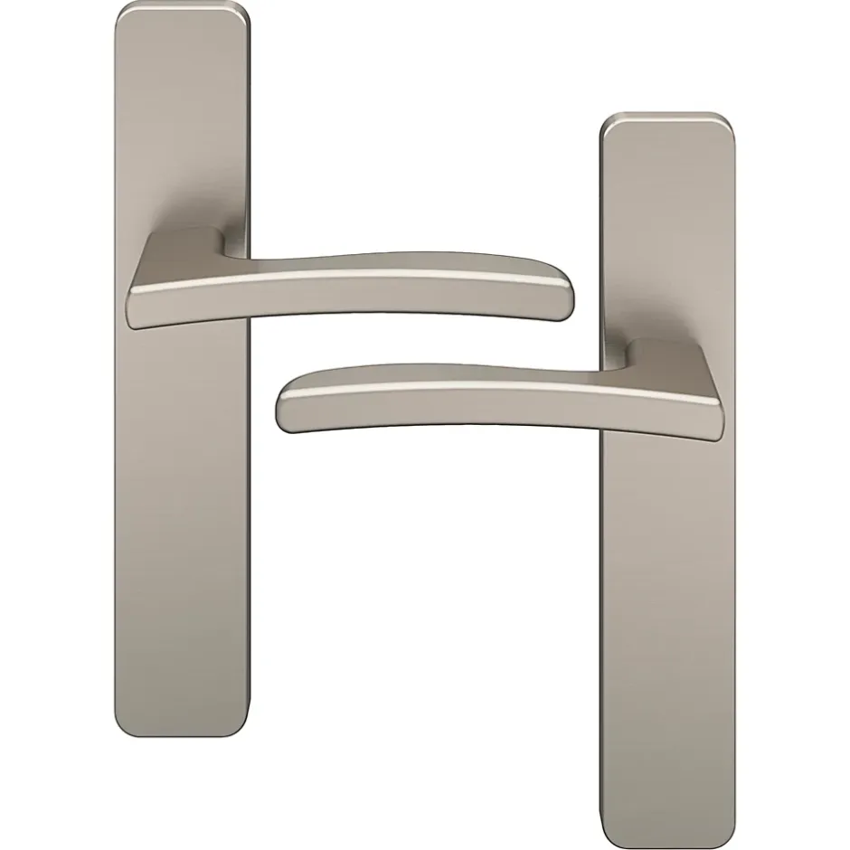 Ensemble poignée sur plaque rectangulaire Irvil effet nickel satin gris L.126.5mm x l.42mm entraxe 165-195mm-GoodHome Outlet