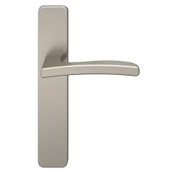 Ensemble poignée sur plaque rectangulaire Irvil effet nickel satin gris L.126.5mm x l.42mm entraxe 165-195mm-GoodHome Outlet