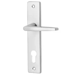 Ensemble poignée sur plaque rectangulaire Colan effet argenté satin gris chromé L.106mm x l.39.8mm entraxe 165mm- Discount