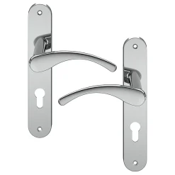 GoodHome Ensemble poignée sur plaque rond Ruis effet chromé gris L.138.5mm x l.40mm entraxe 195mm