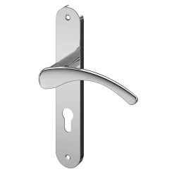 GoodHome Ensemble poignée sur plaque rond Ruis effet chromé gris L.138.5mm x l.40mm entraxe 195mm