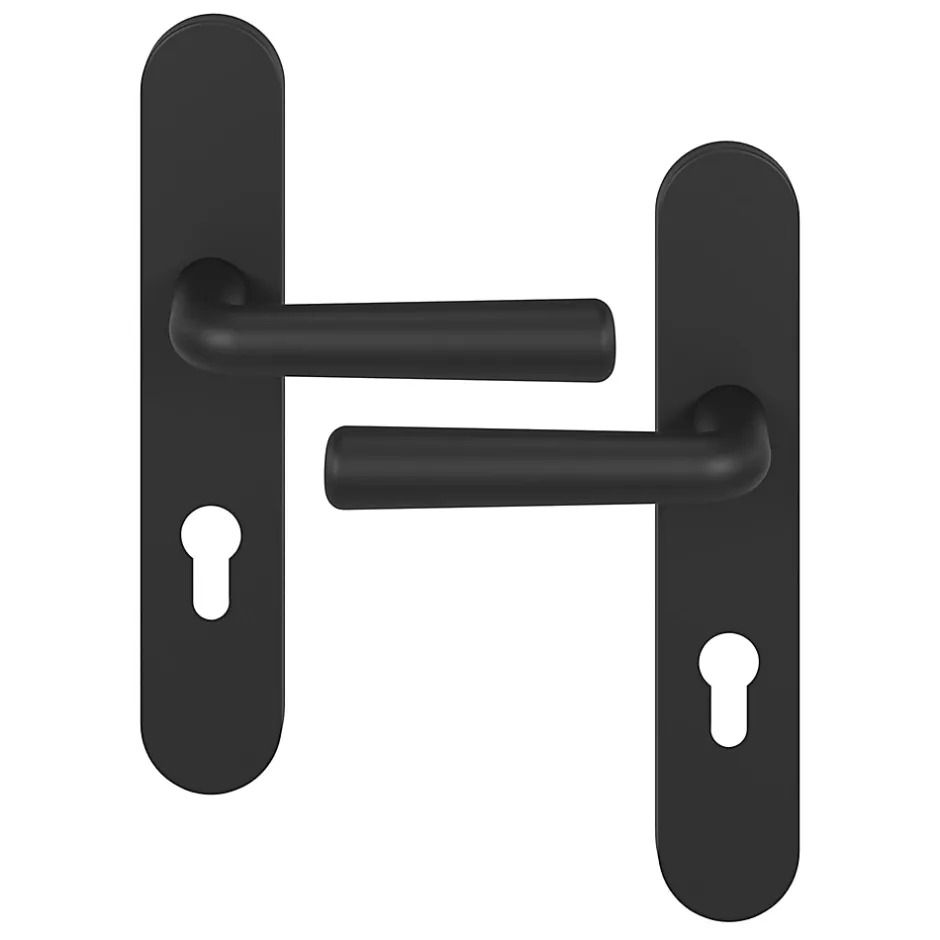 Ensemble poignée sur plaque rondcylindre Dizel effet nickel mat noir L.121.5mm x l.42mm entraxe 165-195mm-GoodHome Discount