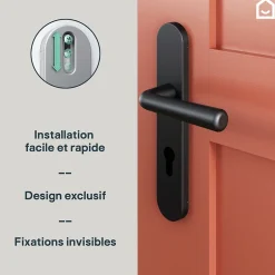 Ensemble poignée sur plaque rondcylindre Dizel effet nickel mat noir L.121.5mm x l.42mm entraxe 165-195mm-GoodHome Discount