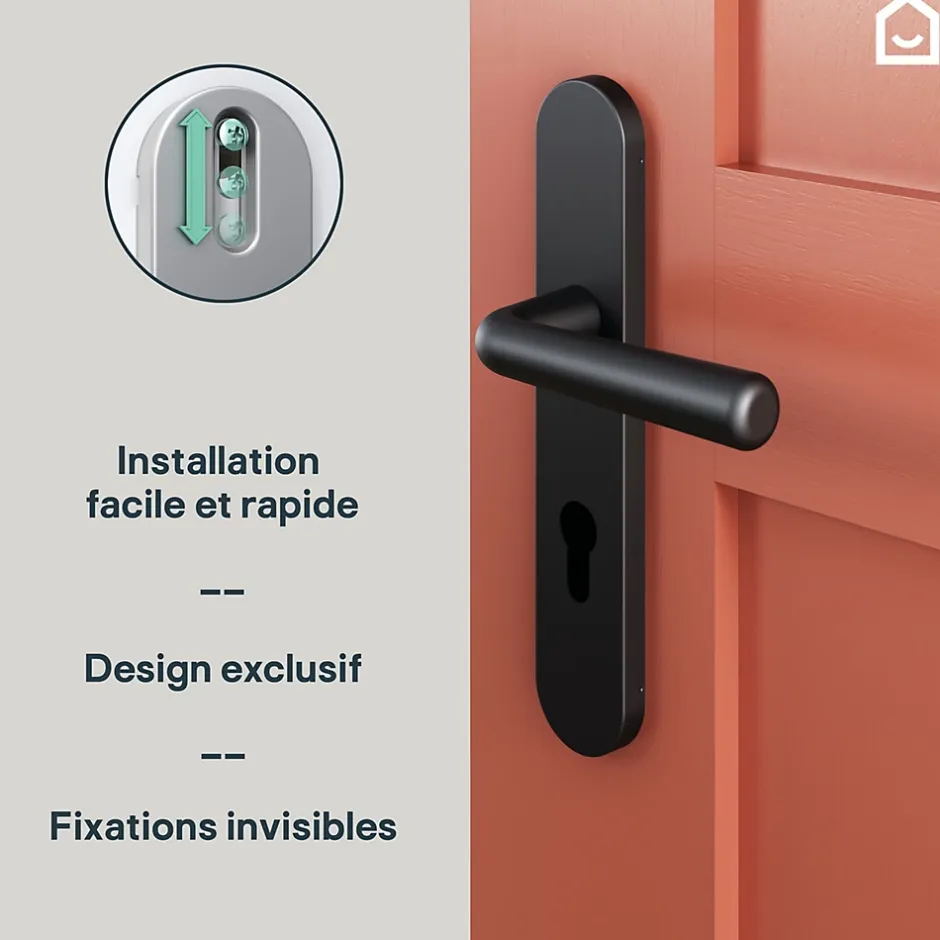 Ensemble poignée sur plaque rondcylindre Dizel effet nickel mat noir L.121.5mm x l.42mm entraxe 165-195mm-GoodHome Discount