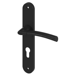 GoodHome Ensemble poignée sur plaque rond Hirel effet nickel noir L.128mm x l.40mm entraxe 195mm