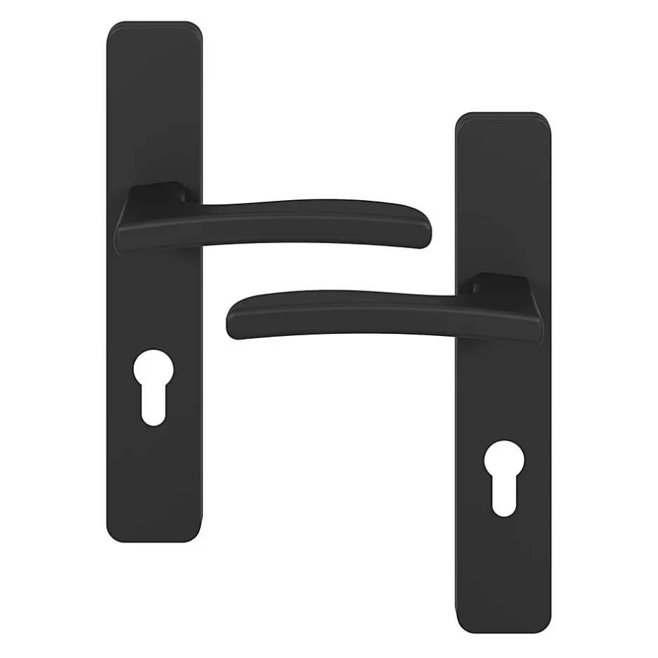 GoodHome Ensemble poignée sur plaque rectangulairecylindre Irvil effet nickel mat noir L.126.5mm x l.42mm entraxe 165-195mm