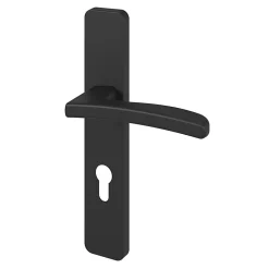 GoodHome Ensemble poignée sur plaque rectangulairecylindre Irvil effet nickel mat noir L.126.5mm x l.42mm entraxe 165-195mm