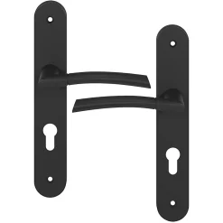 GoodHome Ensemble poignée sur plaque rondcylindre Hirel effet nickel mat noir L.128mm x l.40mm entraxe 195mm