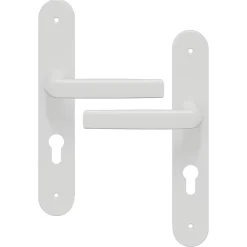 GoodHome Ensemble poignée sur plaque Incurvé cylindre Primel mat blanc L.126mm x l.40mm entraxe 195mm