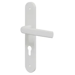 GoodHome Ensemble poignée sur plaque Incurvé cylindre Primel mat blanc L.126mm x l.40mm entraxe 195mm