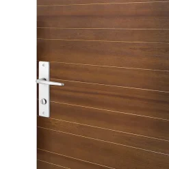 Ensemble poignée sur plaque rectangulaire à condamnation Colan effet argenté satin gris L.106mm x l.39.8mm entraxe 165mm