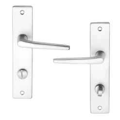 Ensemble poignée sur plaque rectangulaire à condamnation Colan effet argenté satin gris L.106mm x l.39.8mm entraxe 165mm