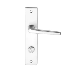 Ensemble poignée sur plaque rectangulaire à condamnation Colan effet argenté satin gris L.106mm x l.39.8mm entraxe 165mm