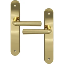 GoodHome Ensemble poignée sur plaque rond Tudy effet laiton brillant doré L.119mm x l.41mm entraxe 195mm