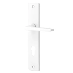 Ensemble poignée sur plaque cylindre rectangulaire Colan satin blanc L.106mm x l.39.8mm entraxe 195mm-