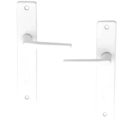 Ensemble poignée sur plaque cylindre rectangulaire Colan satin blanc L.106mm x l.39.8mm entraxe 195mm-