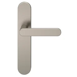 GoodHome Ensemble poignée sur plaque rond Minzh effet nickel satin gris L.120mm x l.42mm entraxe 165-195mm