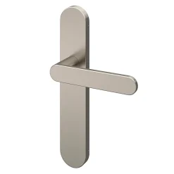 GoodHome Ensemble poignée sur plaque rond Minzh effet nickel satin gris L.120mm x l.42mm entraxe 165-195mm