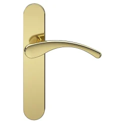 GoodHome Ensemble poignée sur plaque rond Ruis effet laiton doré L.138.5mm x l.42mm entraxe 165-195mm