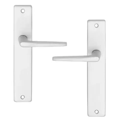 Ensemble poignée sur plaque rectangulaire Colan effet argenté satin gris L.106mm x l.39.8mm entraxe 195mm