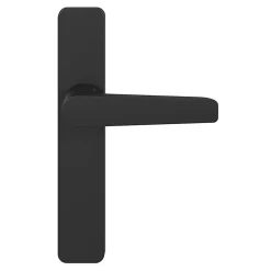 GoodHome Ensemble poignée sur plaque rectangulaire Kerver effet nickel mat noir L.128mm x l.42mm entraxe 165-195mm