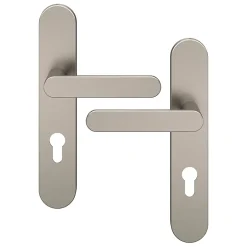 Ensemble poignée sur plaque rondcylindre Minzh effet nickel satin gris L.120mm x l.42mm entraxe 165-195mm-GoodHome Outlet