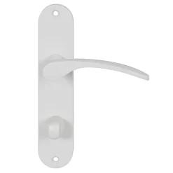 Ensemble poignée sur plaque rond à condamnation Beare mat blanc L.110.5mm x l.40mm entraxe 165mm-GoodHome Online