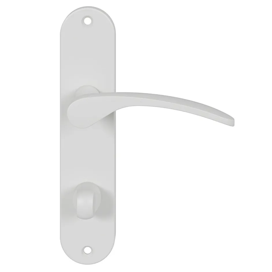 Ensemble poignée sur plaque rond à condamnation Beare mat blanc L.110.5mm x l.40mm entraxe 165mm-GoodHome Online