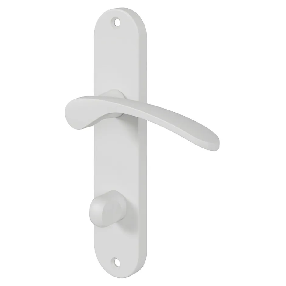 Ensemble poignée sur plaque rond à condamnation Beare mat blanc L.110.5mm x l.40mm entraxe 165mm-GoodHome Online