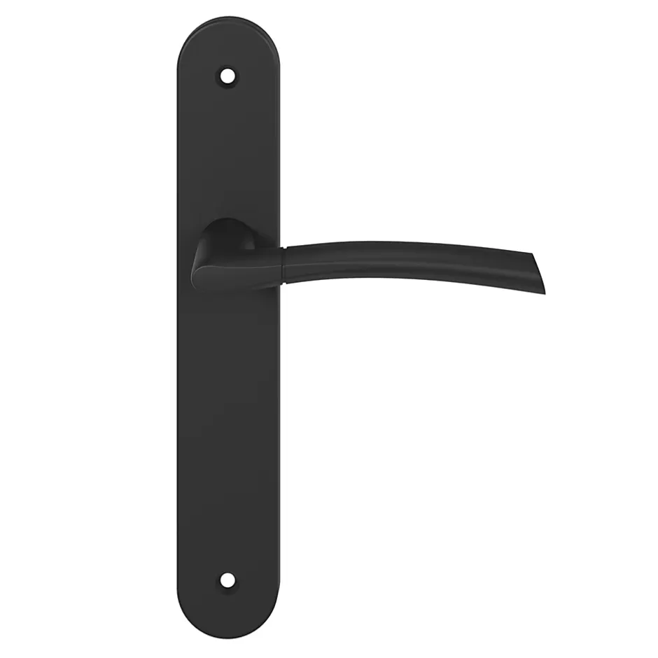 Ensemble poignée sur plaque rond Hirel effet nickel mat noir L.128mm x l.40mm entraxe 195mm-GoodHome Discount