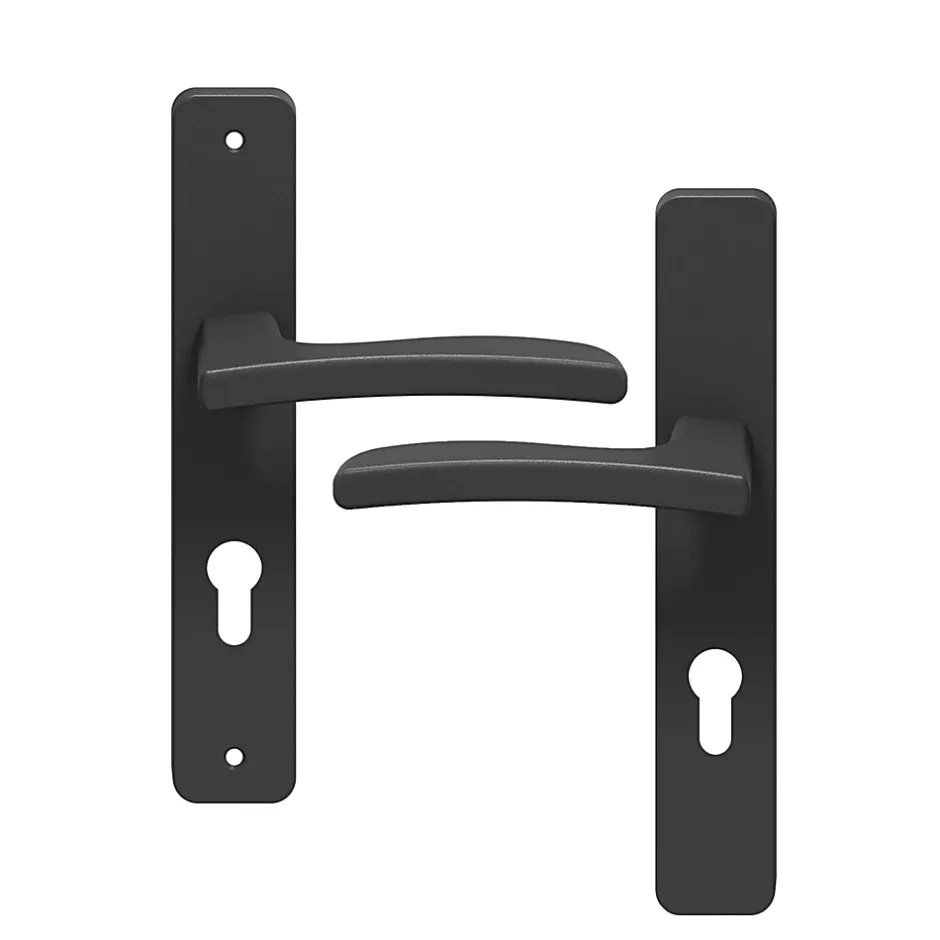 Ensemble poignée sur plaque rectangulaire Irvil noir L.126.5mm x l.24.5mm entraxe 195mm-GoodHome Discount