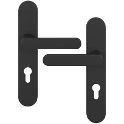 GoodHome Ensemble poignée sur plaque rondcylindre Minzh effet nickel mat noir L.120mm x l.42mm entraxe 165-195mm