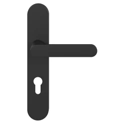 GoodHome Ensemble poignée sur plaque rondcylindre Minzh effet nickel mat noir L.120mm x l.42mm entraxe 165-195mm