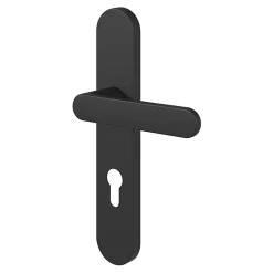 GoodHome Ensemble poignée sur plaque rondcylindre Minzh effet nickel mat noir L.120mm x l.42mm entraxe 165-195mm