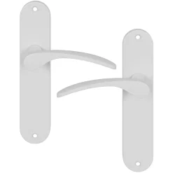 GoodHome Ensemble poignée sur plaque rond Beare mat blanc L.110.5mm x l.40mm entraxe 165mm