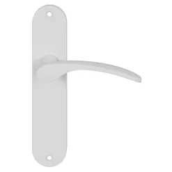 GoodHome Ensemble poignée sur plaque rond Beare mat blanc L.110.5mm x l.40mm entraxe 165mm