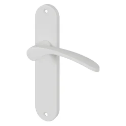 GoodHome Ensemble poignée sur plaque rond Beare mat blanc L.110.5mm x l.40mm entraxe 165mm