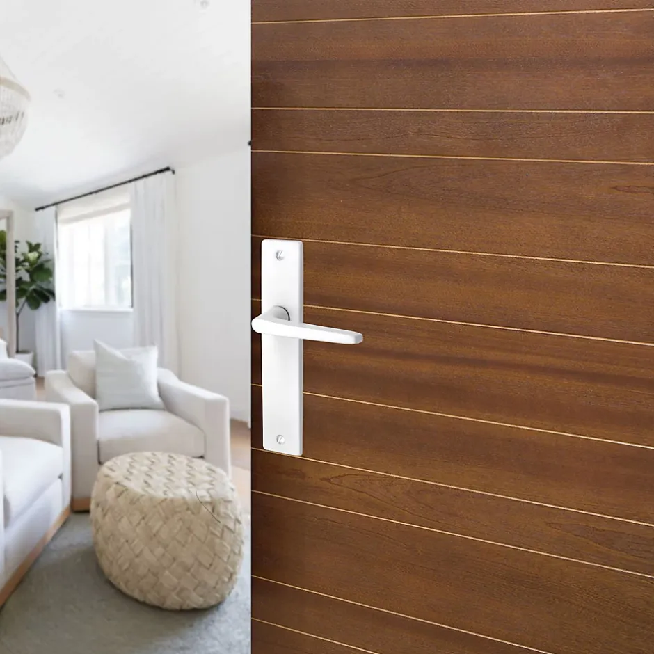 Ensemble poignée sur plaque rectangulaire Colan satin blanc L.106mm x l.39.8mm entraxe 165mm- Online