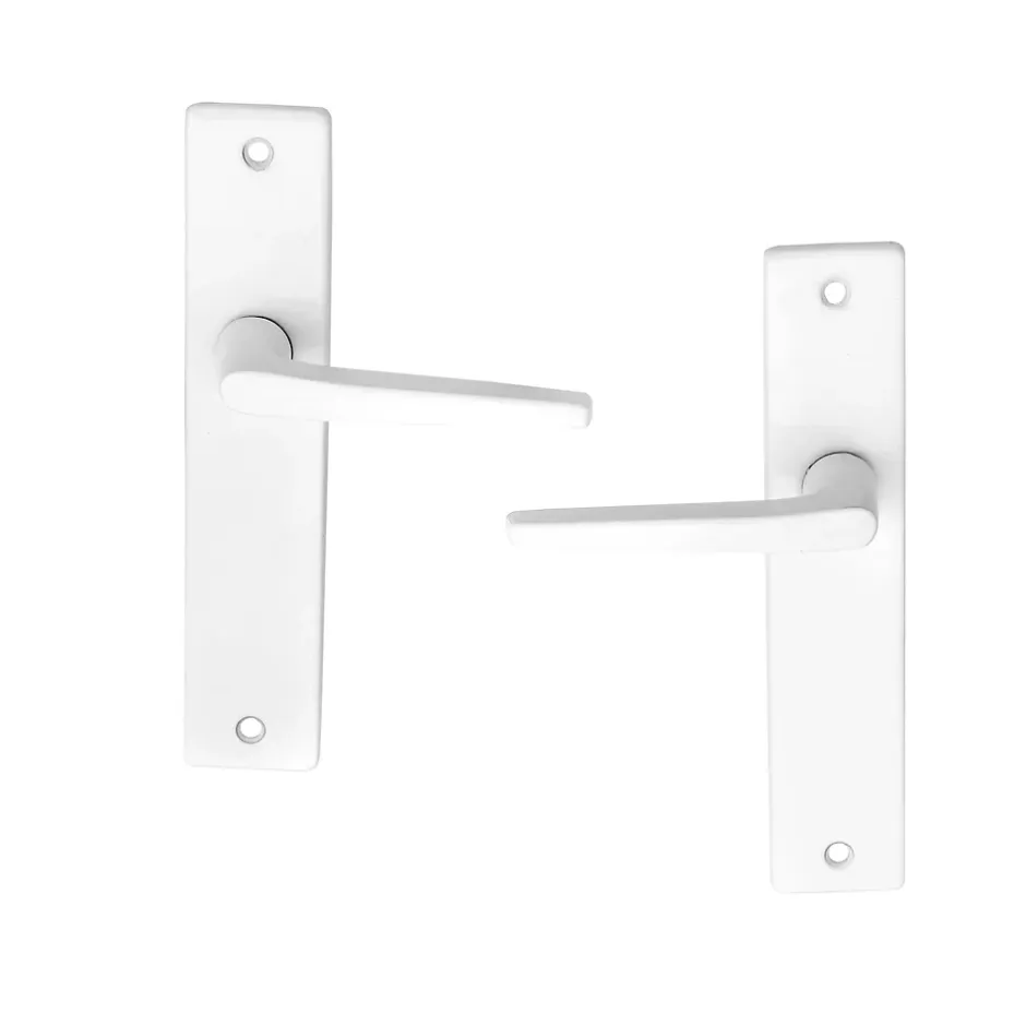 Ensemble poignée sur plaque rectangulaire Colan satin blanc L.106mm x l.39.8mm entraxe 165mm- Online